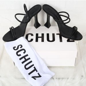 New Schutz Lucimar Strappy Heeled Sandals Black